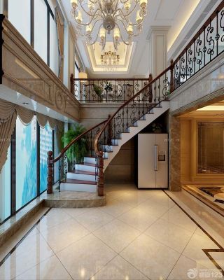 欧式风格150平方米跃层室内旋转楼梯装修效果图大全