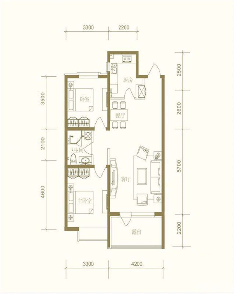 两居室80平米小户型平面图