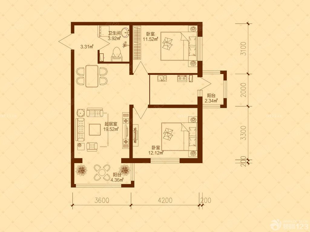 80平方米房屋设计图展示 – 设计本装修效果图