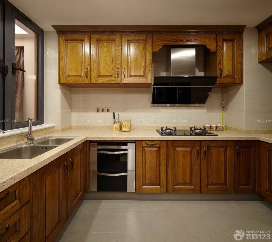 90平米小户型厨房实木橱柜装修效果图大全