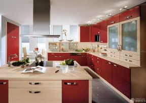 厨房设计图 红色橱柜装修效果图片