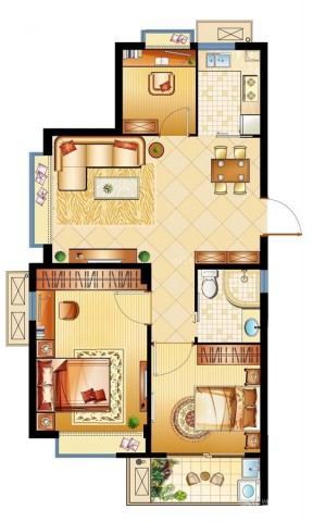 最新100平方两室两厅一卫别墅户型图