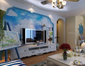 电视背景墙设计效果图 地中海风格家居