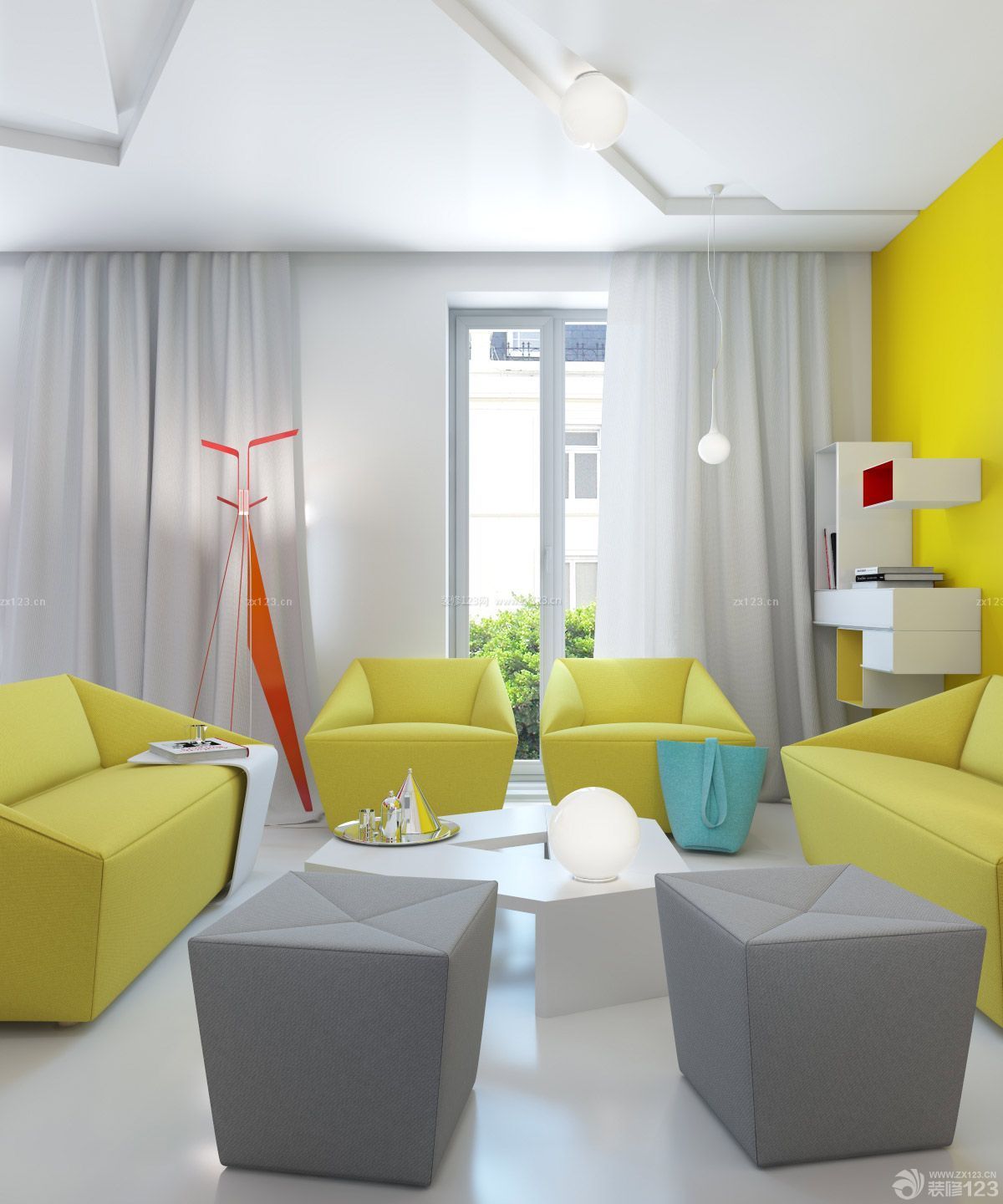 清新现代120平米客厅沙发摆放装修效果图3万