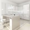 白色简约120平米开放式厨房吧台设计效果图