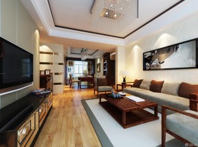 80平方简单装修 客厅中式实木沙发图片