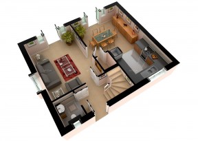 最新时尚120平米农村多层住宅别墅3D户型图