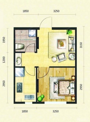 简单的酒店式公寓60平米小户型设计平面图大全