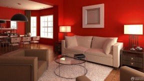 80平米的房子装修图 红色墙面装修效果图片