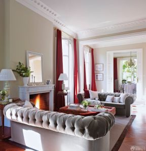 美式风格80平米的房子客厅沙发装修图