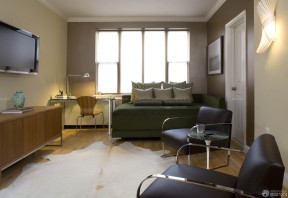 单身公寓装修 真皮沙发装修效果图片