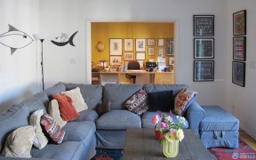 60平方两室一厅客厅装修效果图 转角沙发装修效果图片
