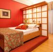 70多平米卧室红色墙面装修效果图片