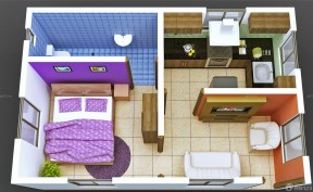 简单一室一厅房屋装修设计平面图案例