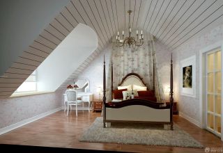 美式乡村风格80平米小户型斜顶卧室装修效果图