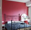 简约风格卧室红色床头背景墙装修效果图