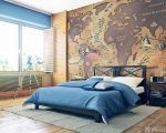 个性复古家庭卧室床头背景墙装饰效果图