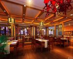 中式飯店大廳格柵吊頂裝修效果圖