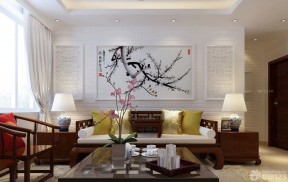 60平米中式小戶型裝修效果圖 沙發(fā)背景墻裝修效果圖片