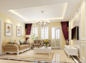 欧式130平米房子客厅多人沙发装修效果图