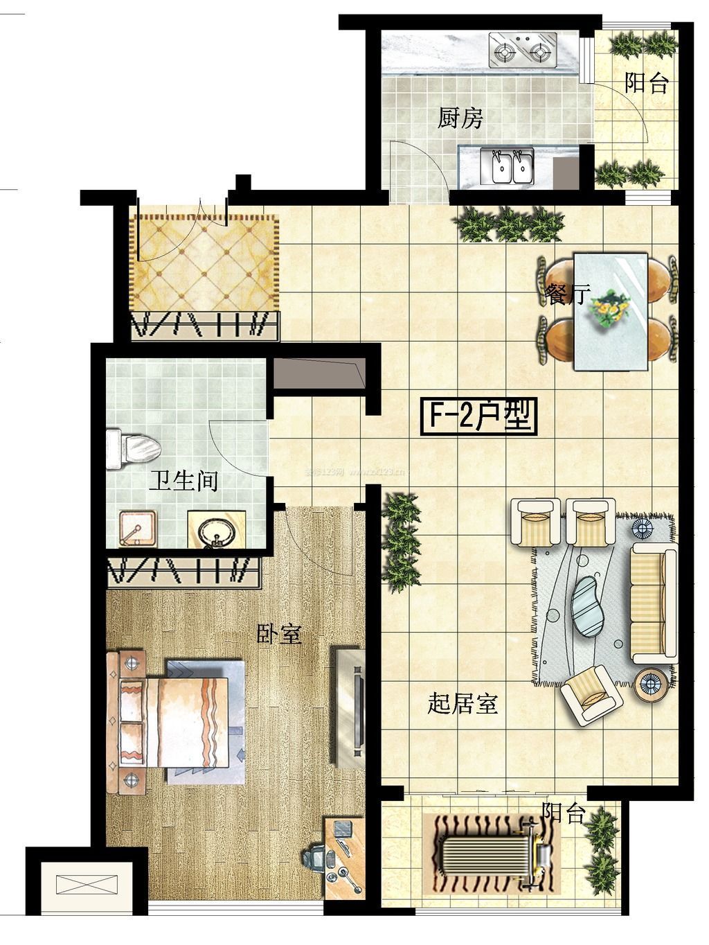 70平兩室一廳房子設(shè)計(jì)平面戶型圖片欣賞