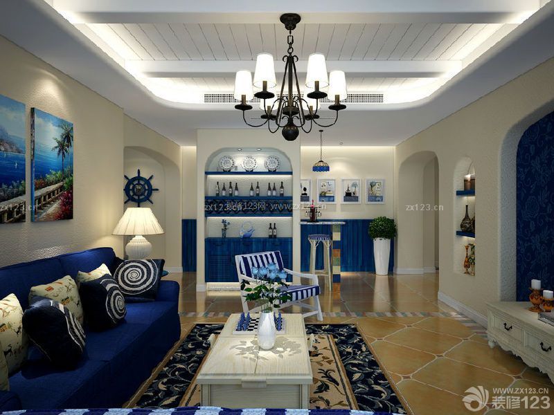 地中海风格装饰设计 布艺沙发装修效果图片