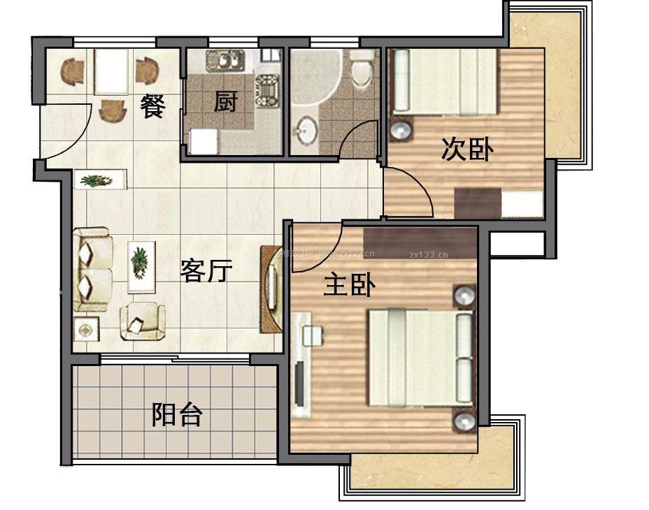 70平兩室一廳一衛(wèi)戶型圖