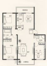 130平米兩室兩廳一廚一衛(wèi)別墅戶型圖片