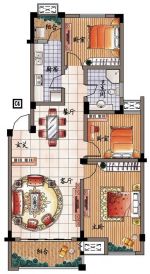 130平米三室兩廳一衛(wèi)別墅戶型圖