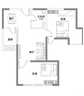 最新70平兩室一廳房子平面戶型圖設(shè)計欣賞