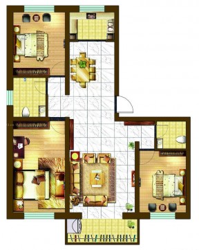 最新130平米三室两厅两卫别墅户型图