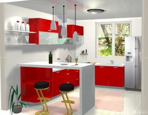 70平米两室一厅小厨房装饰效果图 吧台设计效果图
