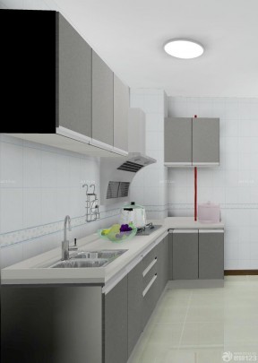70平米两室一厅小厨房灰色橱柜装修装饰效果图片