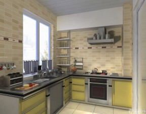 70平米两室一厅小厨房装饰效果图 厨房墙面瓷砖