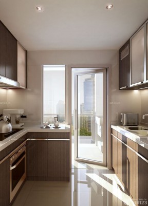 70平米两室一厅小厨房装饰效果图 玻璃门装修效果图片