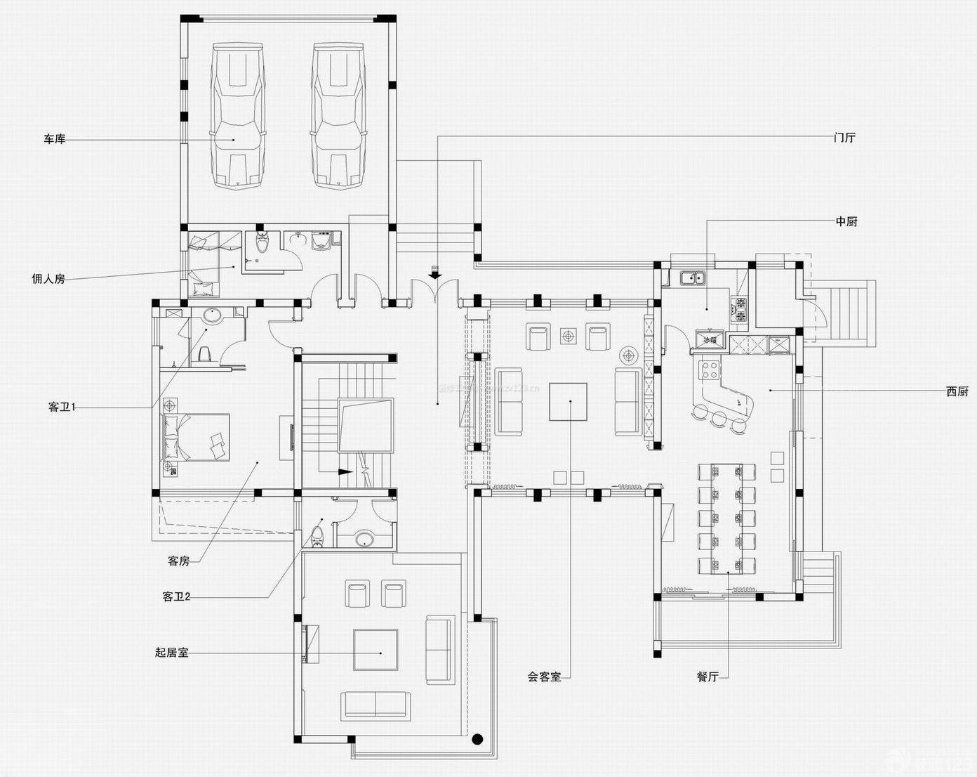 小户型别墅室内设计平面图