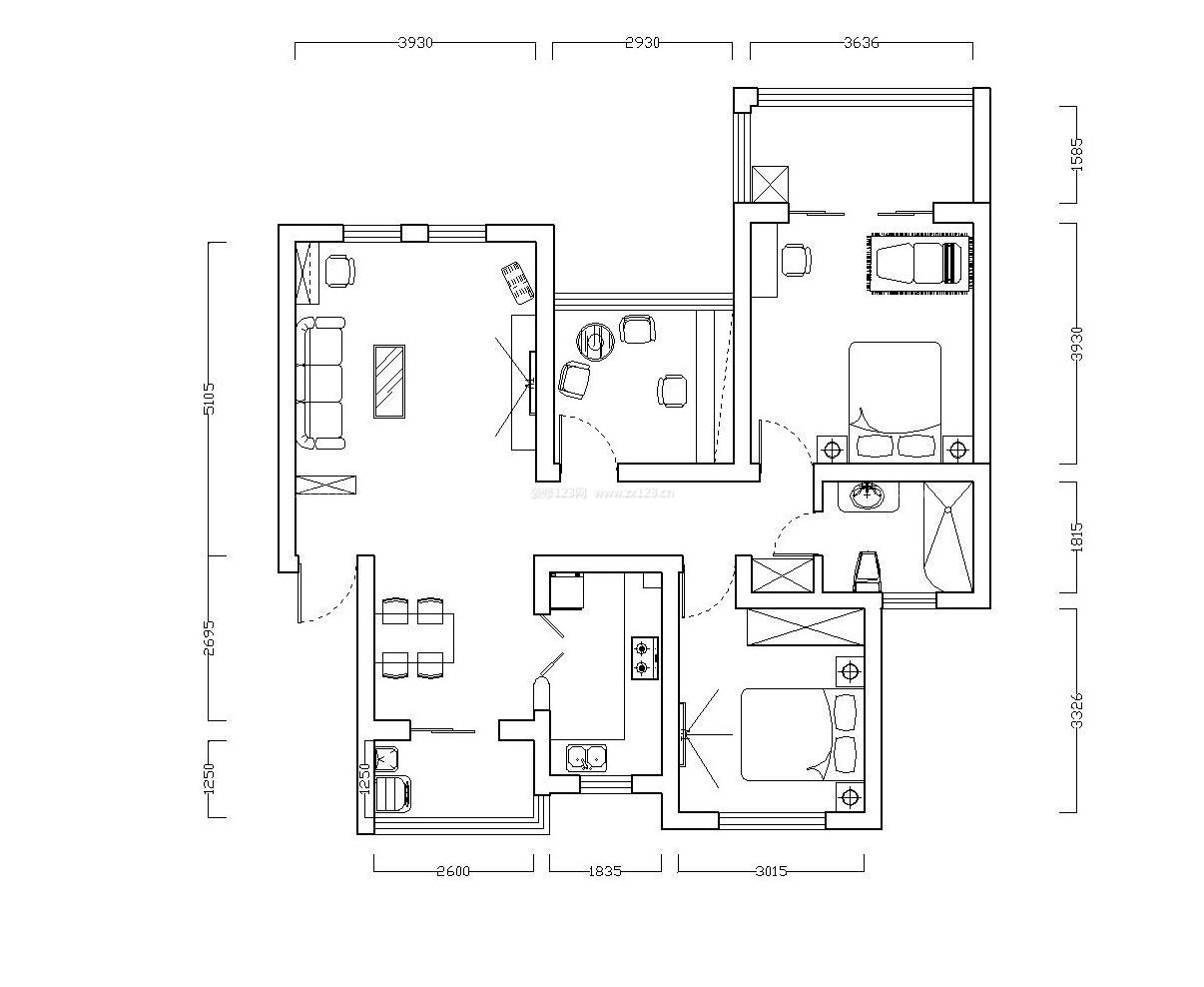 家装70平米小户型室内设计平面图