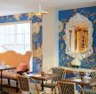 东南亚风格餐厅客厅一体墙体彩绘装修图片