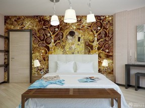 温馨舒适小卧室墙体彩绘设计装修图片