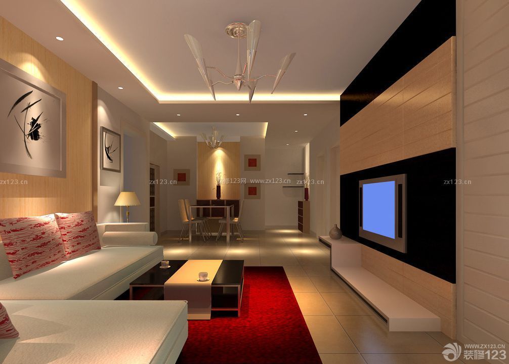 简约风格150平方三室两厅客厅装修设计效果图
