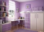 70平二居室卧室紫色墙面装修效果图片