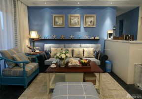 70平米三室装修 深蓝色墙面装修效果图片