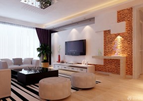 70平米房最省钱的装修客厅电视背景墙设计效果图