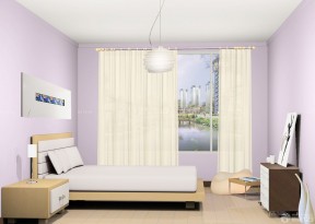 70平米小三房卧室纯色窗帘如何装修