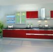 70平米小户型厨房红色橱柜装修效果图片