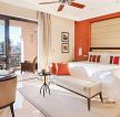 混搭设计140平米房子卧室橙色墙面装修图