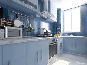 整体厨房蓝色橱柜装修效果图片