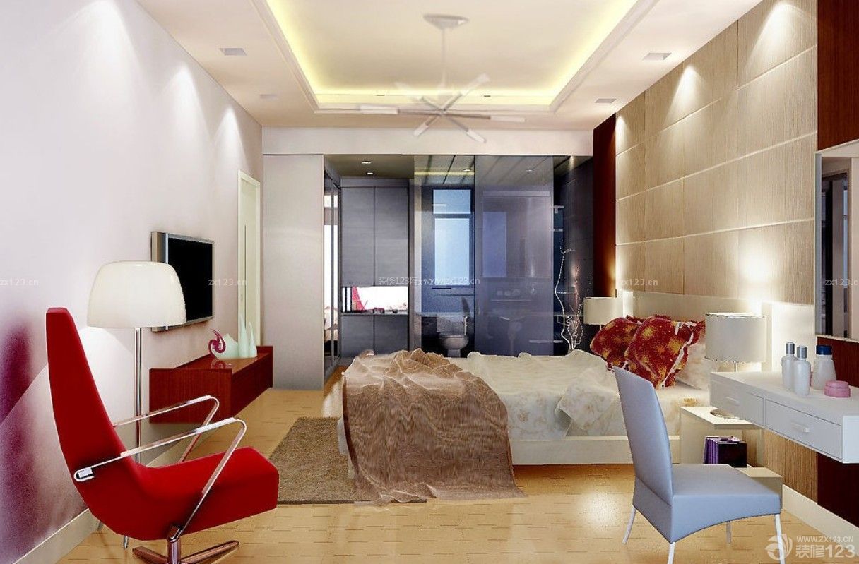 现代欧式90平方房屋卧室装潢设计装修效果图