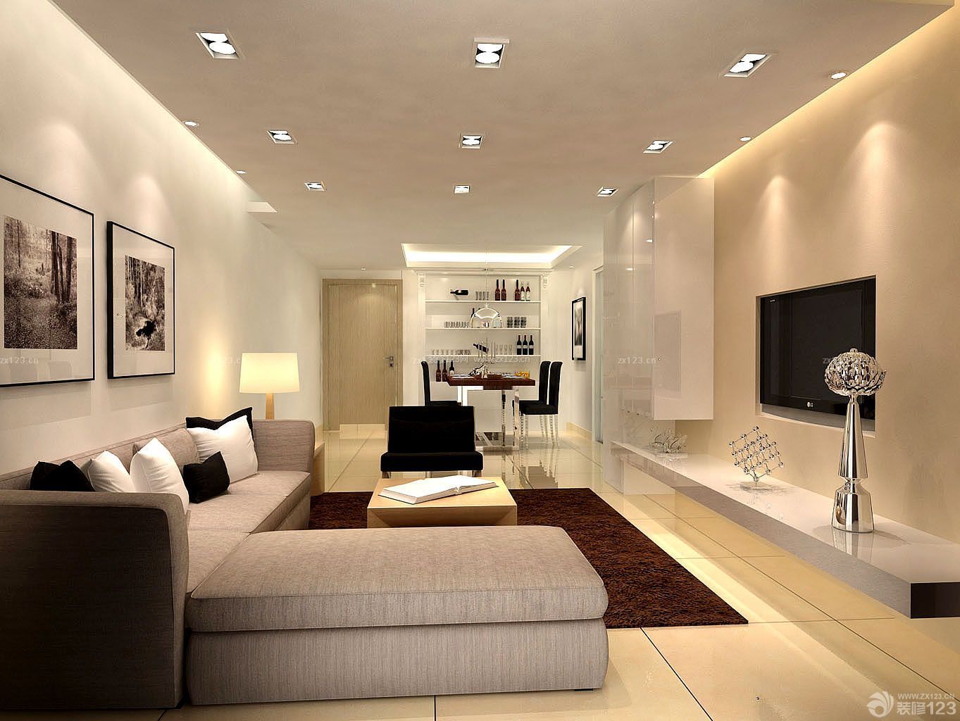 现代欧式风格150平米房子客厅装修效果图