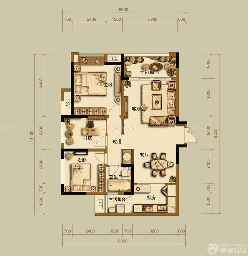 70平米农村别墅自建房户型图_装修123效果图